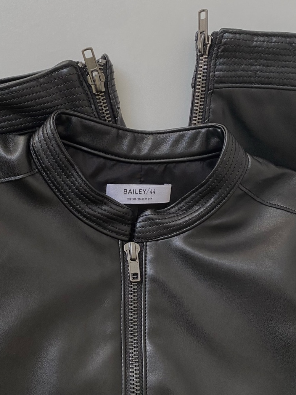 Bailey 44 NWT IRR Phoenix Black Vegan Leather Racer Jacket, Size M - Picture 6 of 11